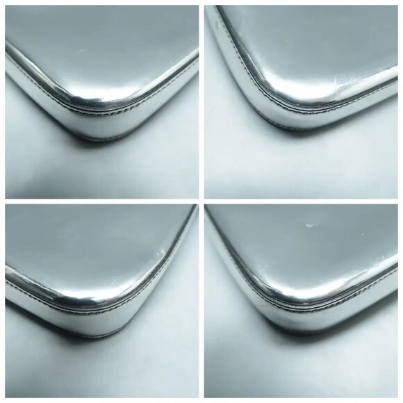 100% Authentic Prada Silver W/P Patent Leather Shoulder Bag 1410-102924 - Picture 5 of 12